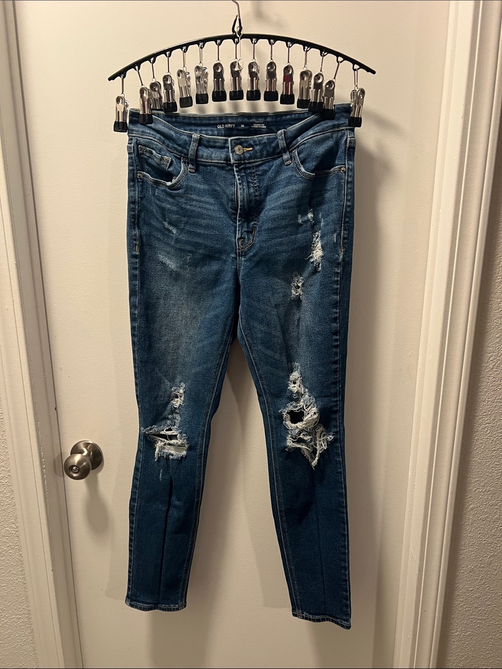 Old Navy Dark Blue Distressed Skinny Jeans